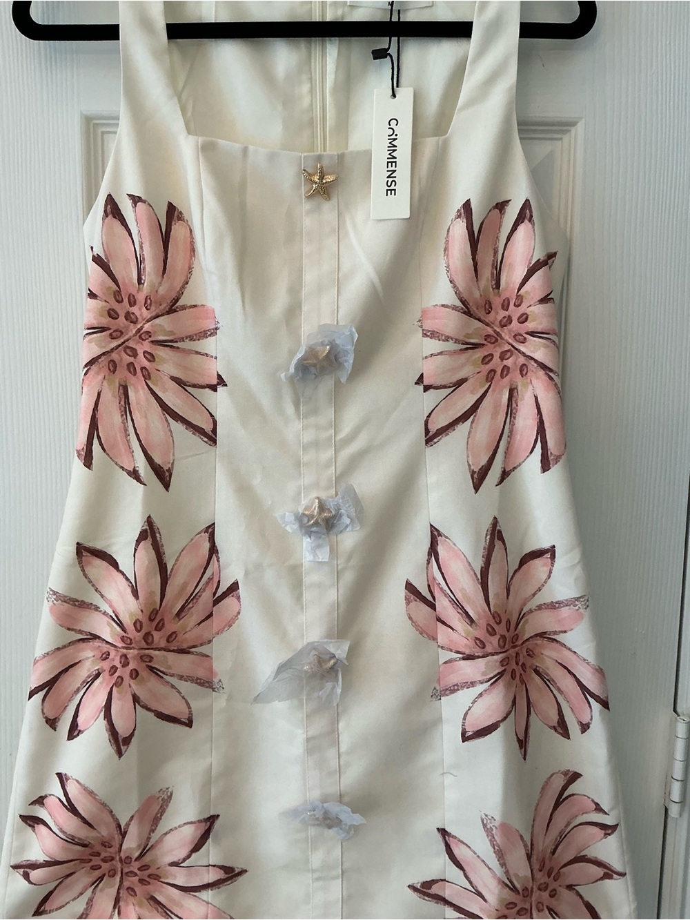 Commense Cream Mini Dress with Pink Floral Motif - Picture 5 of 8